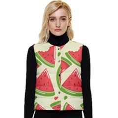 Cute Watermelon Seamless Pattern Women s Button Up Puffer Vest