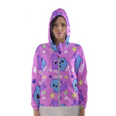 Seamless Pattern With Cute Kawaii Kittens Women s Hooded Windbreaker by Simbadda