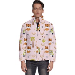 Cute Tiger Car Safari Seamless Pattern Men s Puffer Bubble Jacket Coat by Simbadda