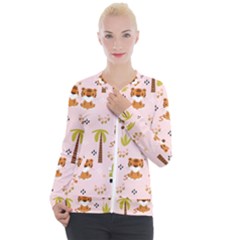 Cute Tiger Car Safari Seamless Pattern Casual Zip Up Jacket by Simbadda