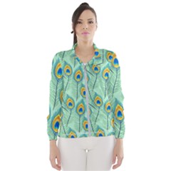 Lovely Peacock Feather Pattern With Flat Design Women s Windbreaker by Simbadda