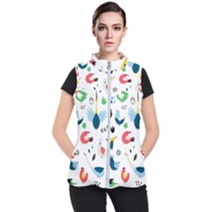 Vector Set Isolates With Cute Bird Scandinavian Style Women s Puffer Vest by Simbadda