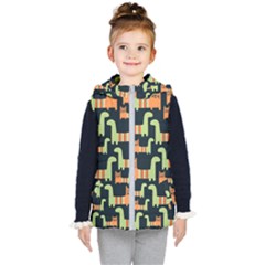 Seamless-pattern-with-cats Kids  Hooded Puffer Vest by Simbadda