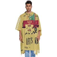 Childish-seamless-pattern-with-dino-driver Men s Hooded Rain Ponchos by Simbadda