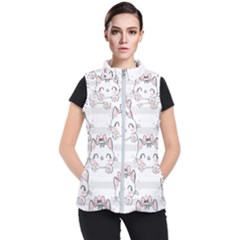Cat-with-bow-pattern Women s Puffer Vest by Simbadda