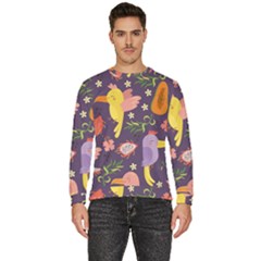 Exotic-seamless-pattern-with-parrots-fruits Men s Fleece Sweatshirt by Simbadda