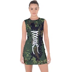 Military-background-grunge---- Lace Up Front Bodycon Dress by Simbadda