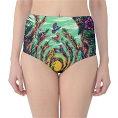 Monkey Tiger Bird Parrot Forest Jungle Style Classic High-waist Bikini Bottoms by Grandong