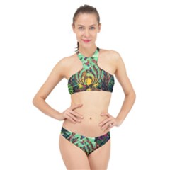 Monkey Tiger Bird Parrot Forest Jungle Style High Neck Bikini Set by Grandong