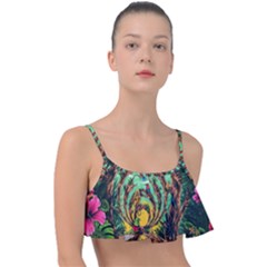 Monkey Tiger Bird Parrot Forest Jungle Style Frill Bikini Top by Grandong