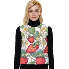Strawberry Fruit Women s Button Up Puffer Vest by Amaryn4rt