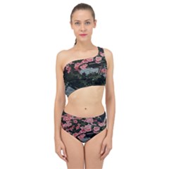 Pink Peony  Flower Spliced Up Two Piece Swimsuit