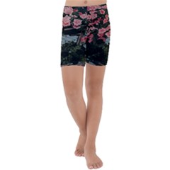 Pink Peony  Flower Kids  Lightweight Velour Capri Yoga Leggings by artworkshop