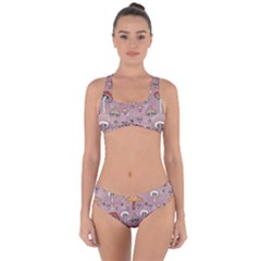 Mushrooms Autumn Fall Pattern Seamless Decorative Criss Cross Bikini Set by pakminggu