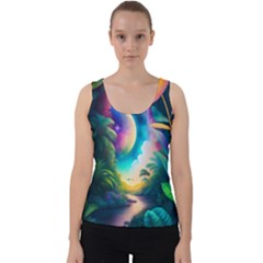 Jungle Moon Light Plants Space Velvet Tank Top by Ravend