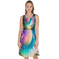 Jungle Moon Light Plants Space Knee Length Skater Dress With Pockets by Ravend