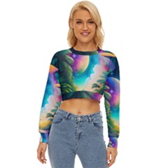 Jungle Moon Light Plants Space Lightweight Long Sleeve Sweatshirt by Ravend