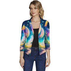 Jungle Moon Light Plants Space Women s Casual 3/4 Sleeve Spring Jacket by Ravend
