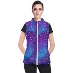 Realistic Night Sky With Constellations Women s Puffer Vest by Cowasu