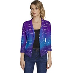 Realistic Night Sky With Constellations Women s Casual 3/4 Sleeve Spring Jacket by Cowasu