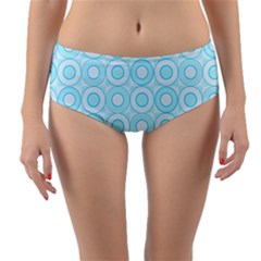 Mazipoodles Baby Blue Check Donuts Reversible Mid-waist Bikini Bottoms by Mazipoodles