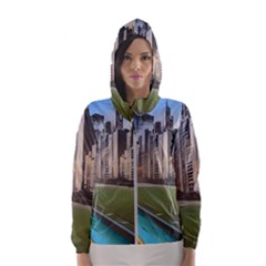 Building City Urban Path Road Skyline Women s Hooded Windbreaker by uniart180623