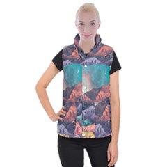 Adventure Psychedelic Mountain Women s Button Up Vest by uniart180623
