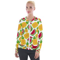 Watermelon -12 Velvet Zip Up Jacket by nateshop