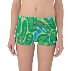 Golf Course Par Golf Course Green Reversible Boyleg Bikini Bottoms by Cowasu