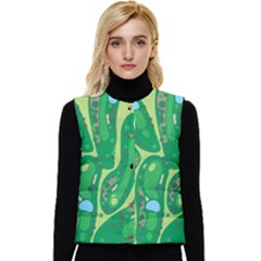 Golf Course Par Golf Course Green Women s Button Up Puffer Vest by Cowasu