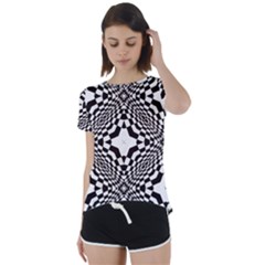 Tile-repeating-pattern-texture Short Sleeve Open Back T-shirt by Bedest