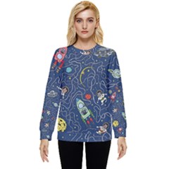Cat-cosmos-cosmonaut-rocket Hidden Pocket Sweatshirt by pakminggu