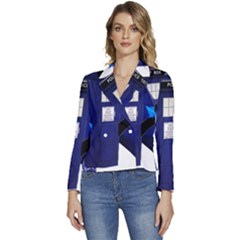 Tardis-doctor-who Women s Long Sleeve Revers Collar Cropped Jacket by Cowasu