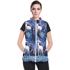 Unicorn Starry Night Print Van Gogh Women s Puffer Vest by Sarkoni