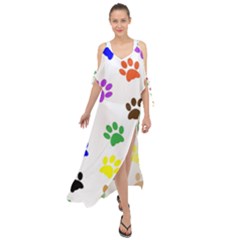 Pawprints-paw-prints-paw-animal Maxi Chiffon Cover Up Dress by Ravend