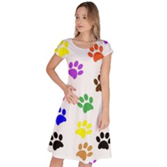 Pawprints-paw-prints-paw-animal Classic Short Sleeve Dress by Ravend