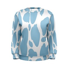 Cow Print, Aesthetic, Y, Blue, Baby Blue, Pattern, Simple Women s Sweatshirt by nateshop