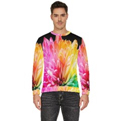 Abstract, Amoled, Back, Flower, Green Love, Orange, Pink, Men s Fleece Sweatshirt by nateshop