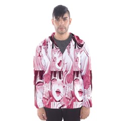 Ahegao Pink, Anime, Girl, Girlface, Girls, Pattern, White, Hd Men s Hooded Windbreaker by nateshop