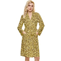 Gold Glittering Background Gold Glitter Texture, Close-up Long Sleeve Velvet Robe by nateshop