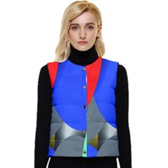 Abstract Circles, Art, Colorful, Colors, Desenho, Modern Women s Button Up Puffer Vest