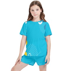 Blue Yellow Abstraction, Creative Backgroun Kids  T-shirt And Sports Shorts Set by nateshop