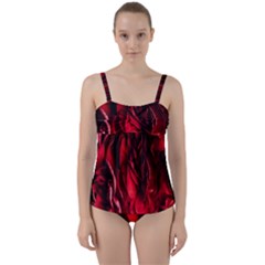 Followers,maroon,rose,roses Twist Front Tankini Set by nateshop