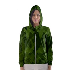 Green Camouflage, Camouflage Backgrounds, Green Fabric Women s Hooded Windbreaker by nateshop