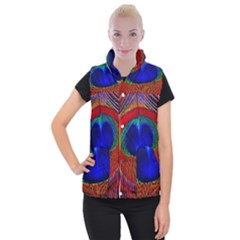 Peacock-feathers,blue 1 Women s Button Up Vest by nateshop