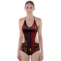 Technology Computer Circuit Cut-out One Piece Swimsuit