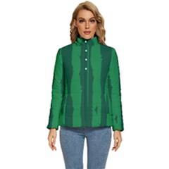 Green Seamless Watermelon Skin Pattern Women s Puffer Bubble Jacket Coat by Grandong