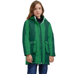 Green Seamless Watermelon Skin Pattern Kids  Hooded Longline Puffer Jacket by Grandong