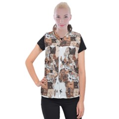 3d Vintage World Map Women s Button Up Vest by Grandong