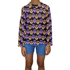 Halloween Skull Pattern Kids  Long Sleeve Swimwear by Ndabl3x